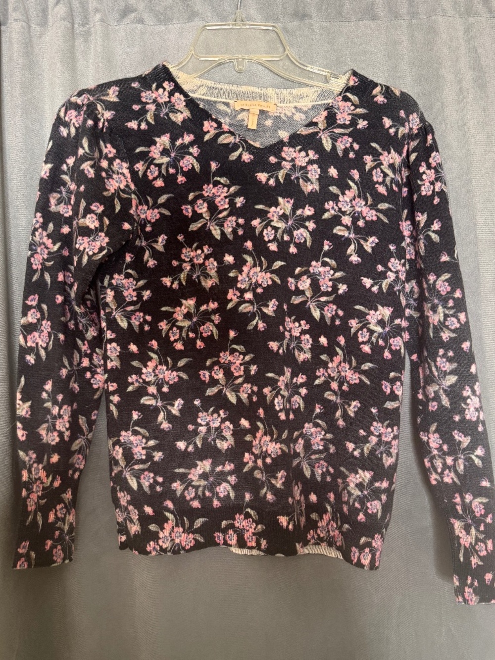 Rebecca Taylor Floral V-Neck Sweater Size Small